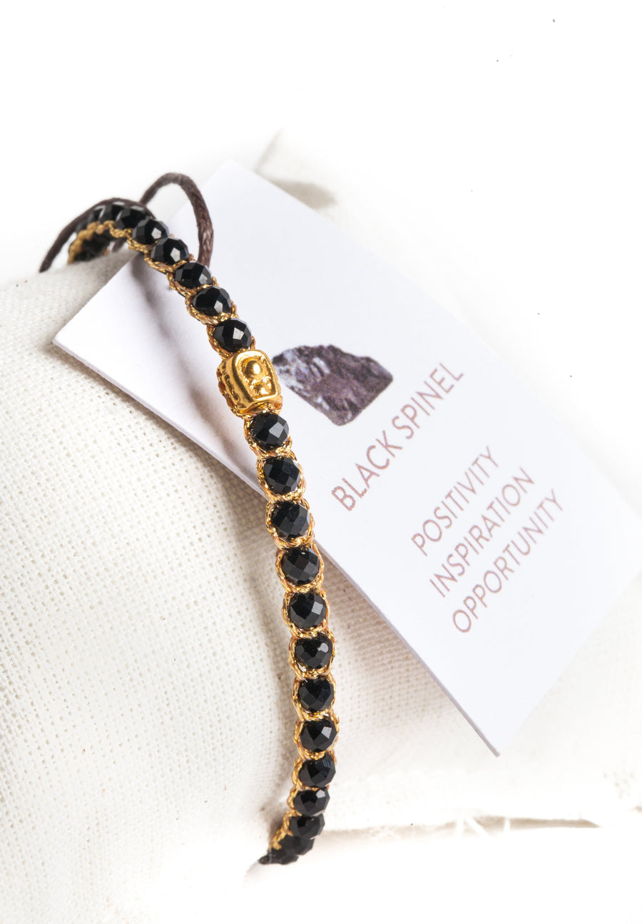 Black Spinel Bracelet | Gold