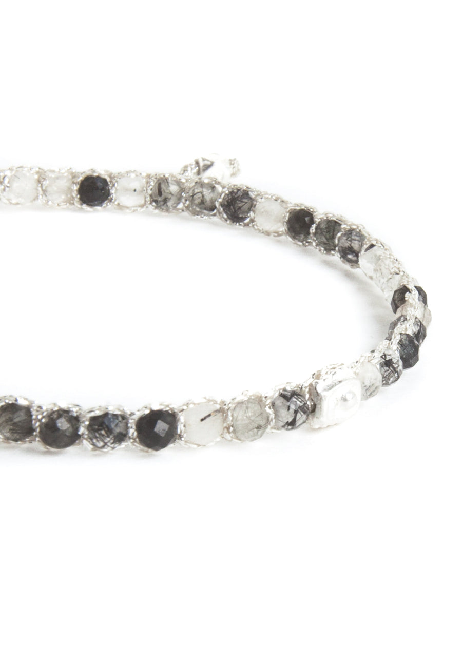 Black Rutilated Quartz Bracelet | Silver