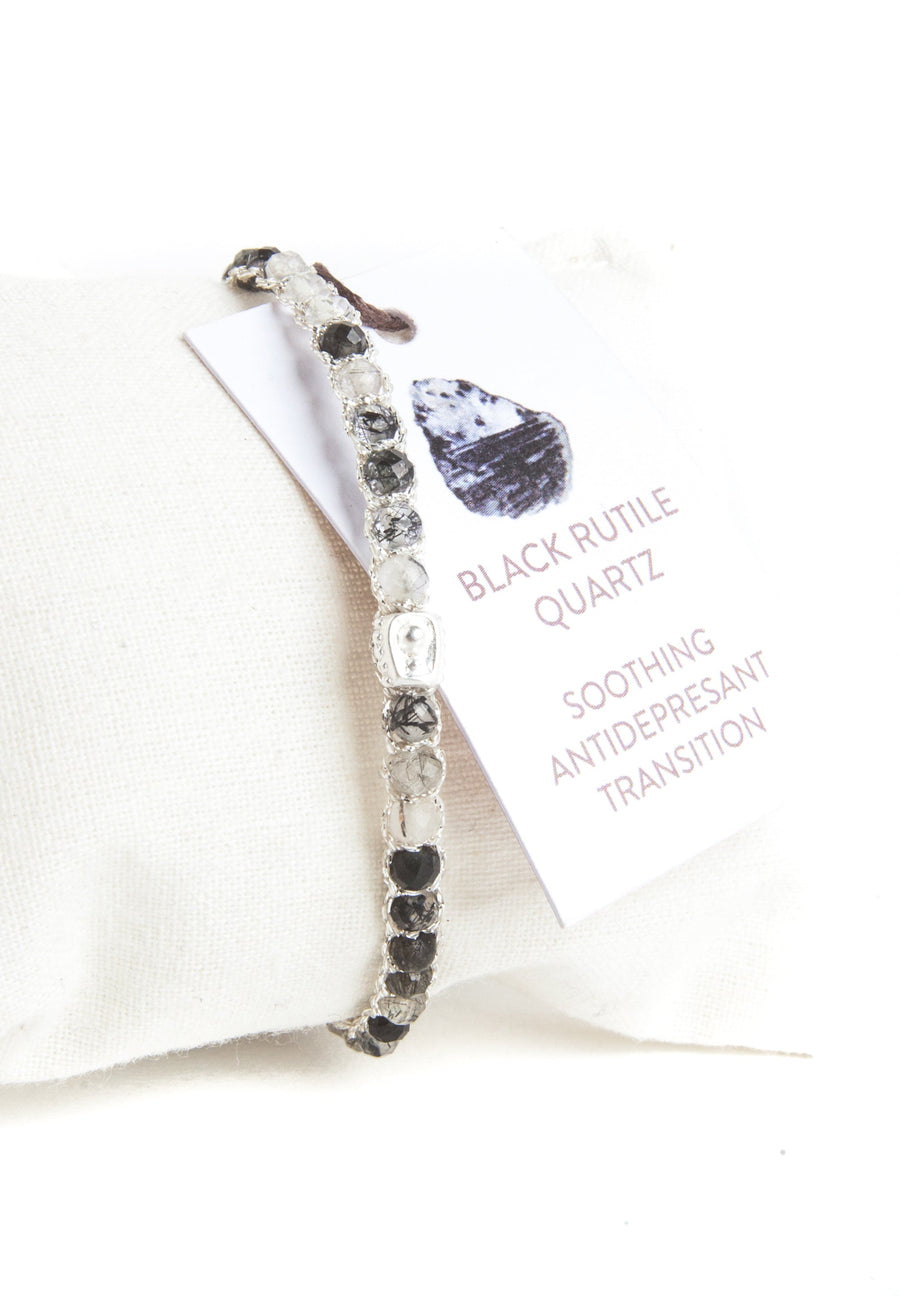 Black Rutilated Quartz Bracelet | Silver