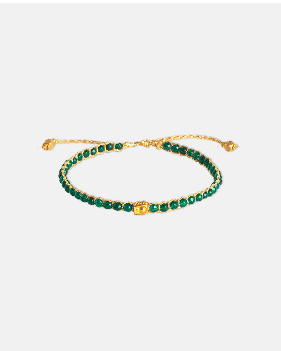 Green Emerald Agate Bracelet | Gold