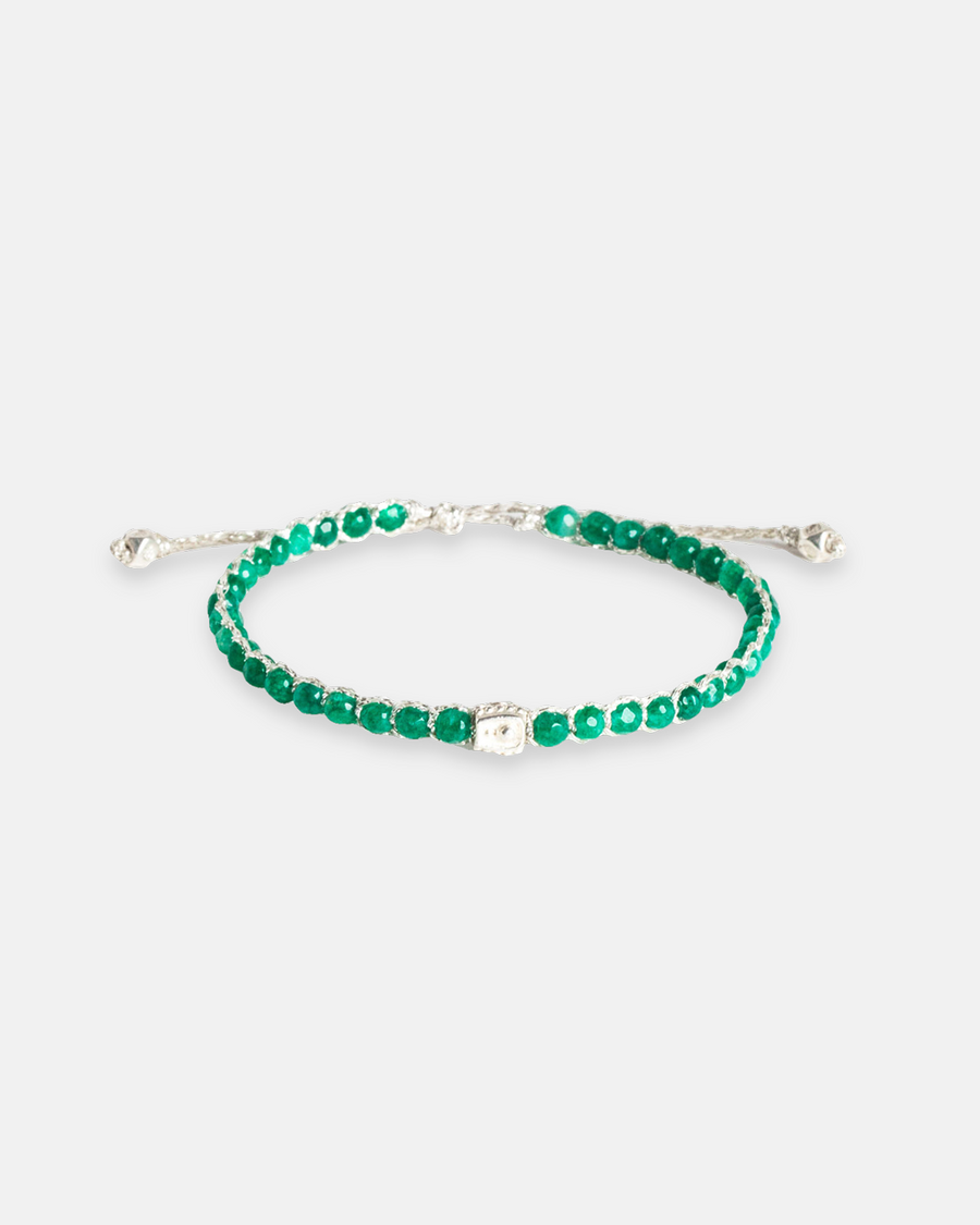 Green Emerald Agate Bracelet | Silver